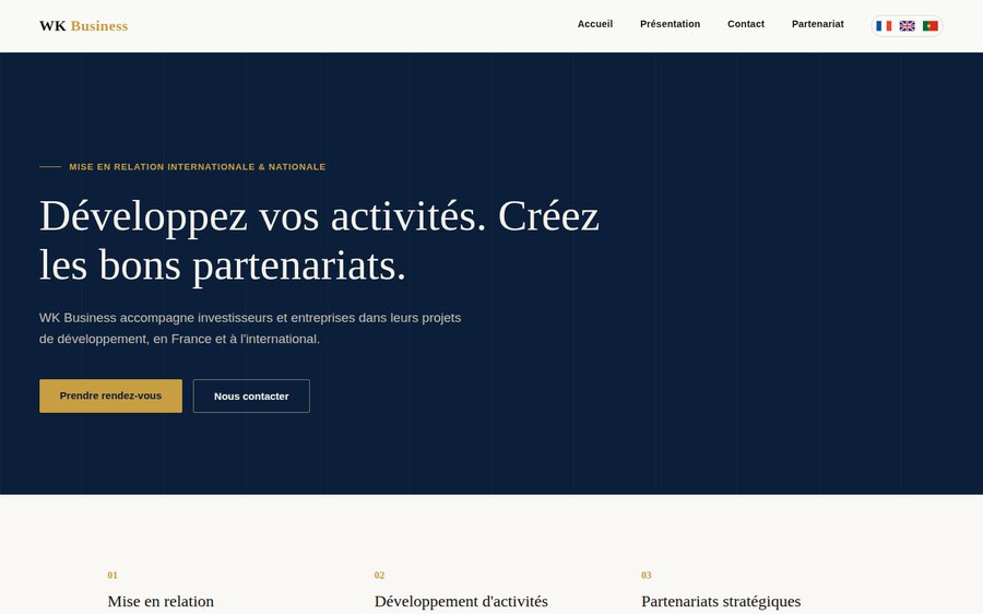 Aperçu de la version B du site WK Business, marine et or